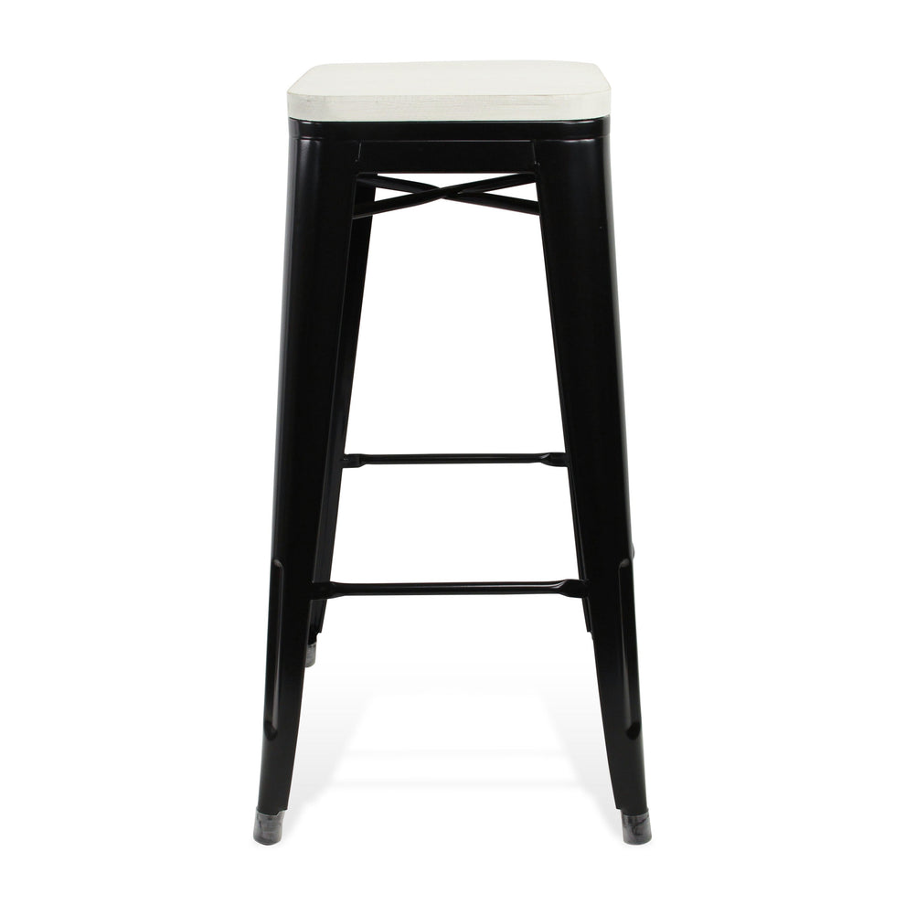 31" Black and White Backless Counter Height Bar Chair With Footrest By Homeroots | Bar Stools | Modishstore - 3