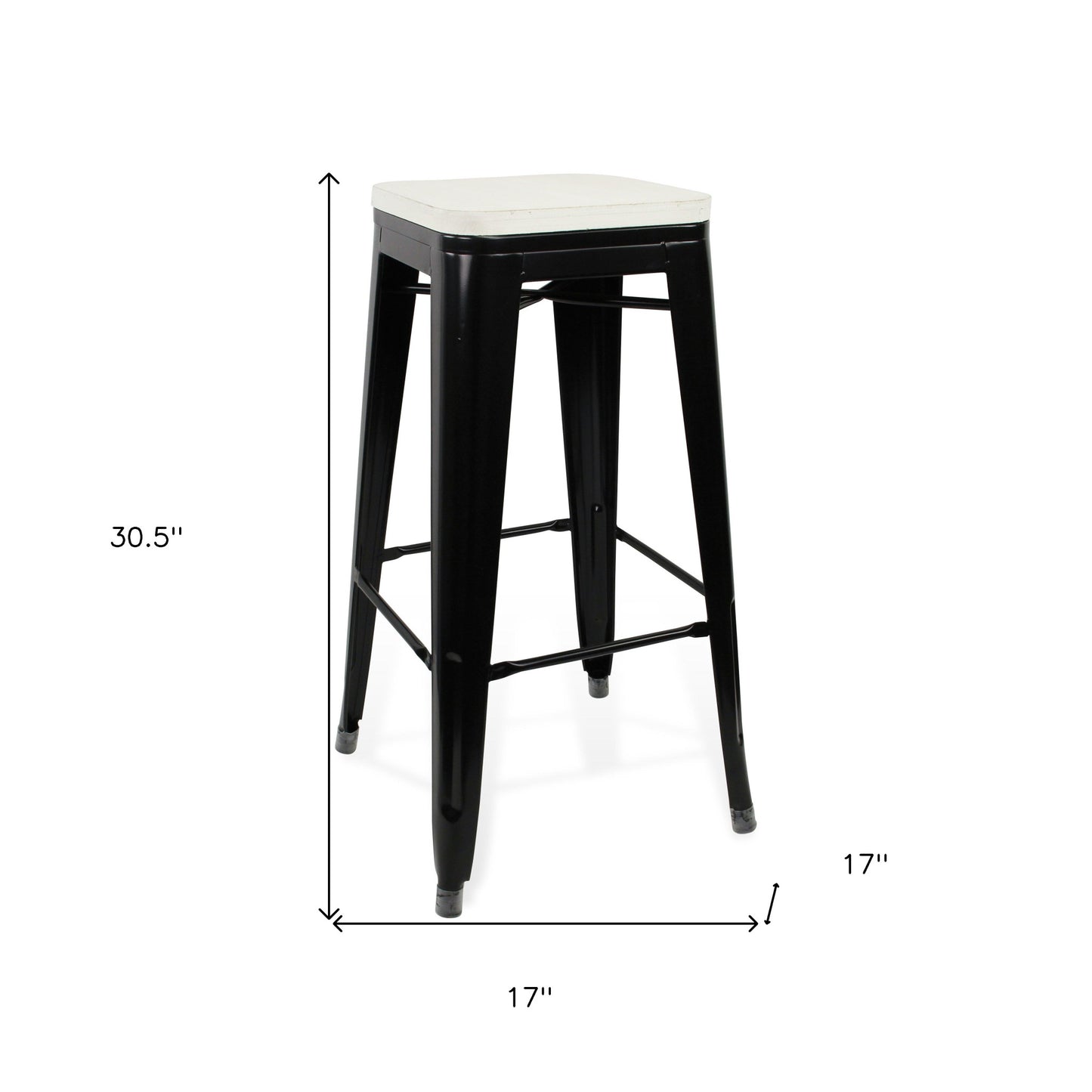 31" Black and White Backless Counter Height Bar Chair With Footrest By Homeroots | Bar Stools | Modishstore - 5