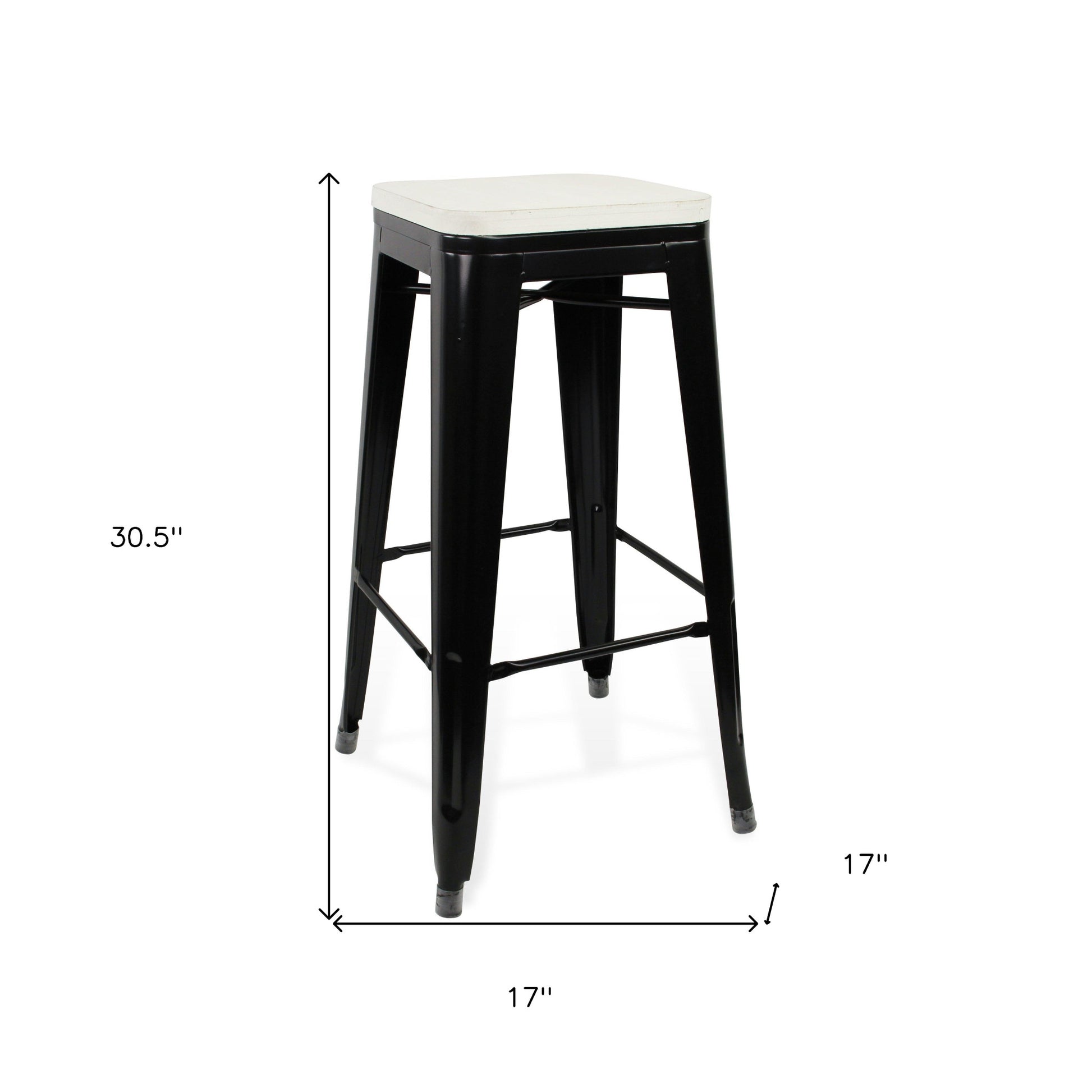 31" Black and White Backless Counter Height Bar Chair With Footrest By Homeroots | Bar Stools | Modishstore - 5