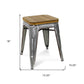 18" Wood Brown And Gray Galvanized Metal Backless Chair By Homeroots | Bar Stools | Modishstore - 6