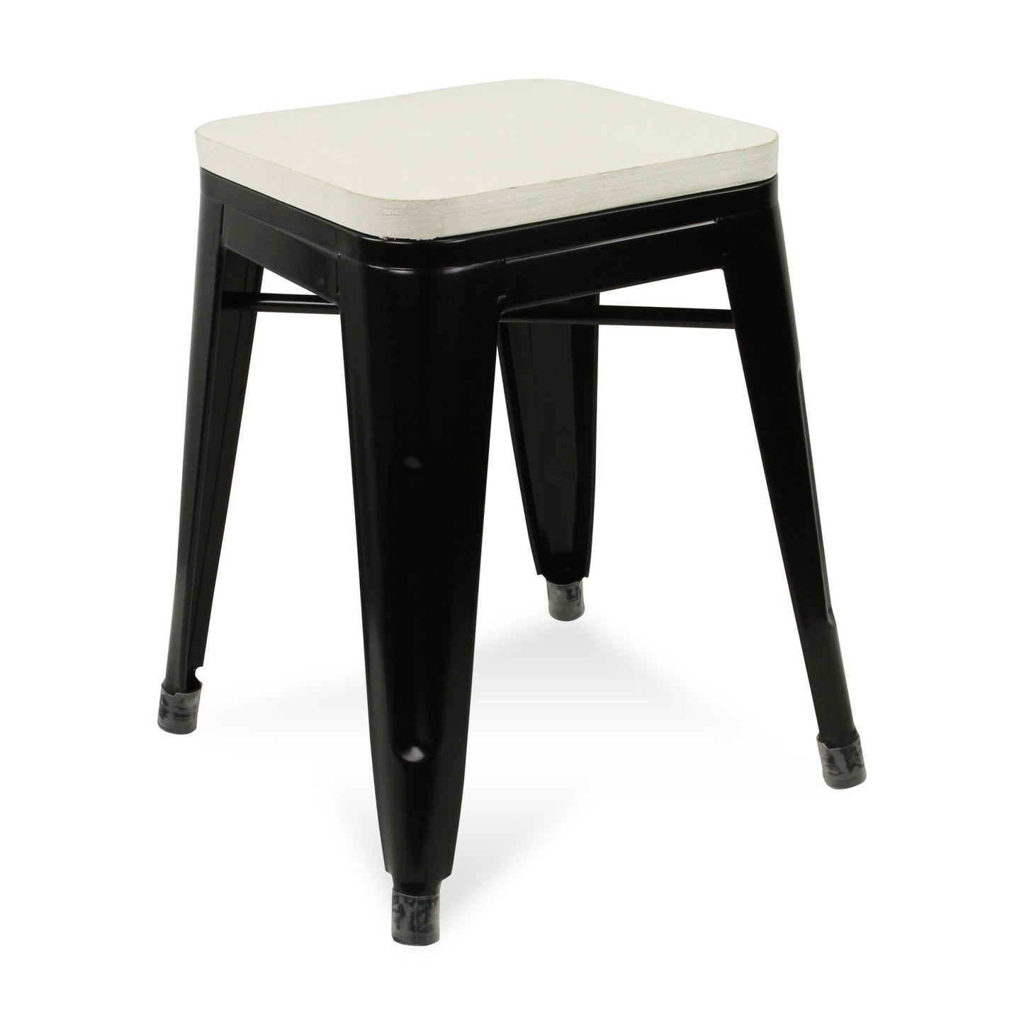 18" Black and White Backless Chair By Homeroots | Bar Stools | Modishstore - 2