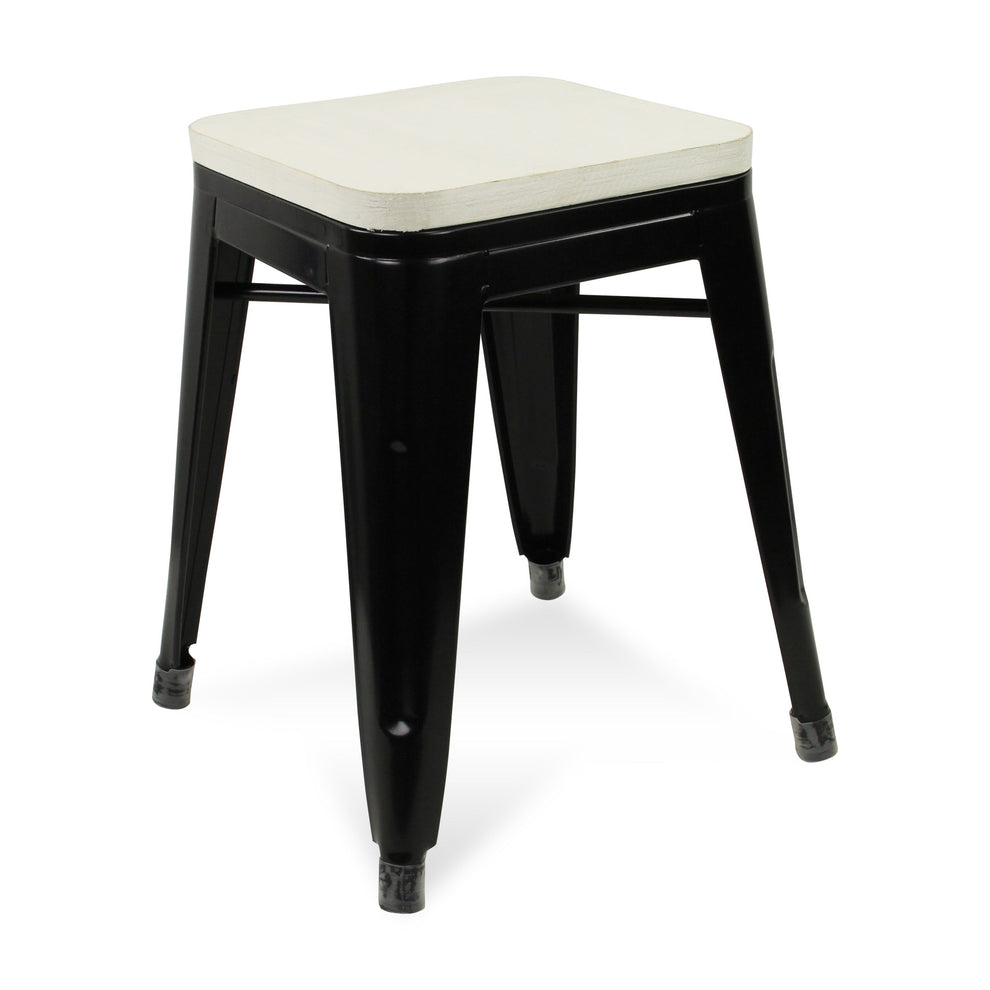18" Black and White Backless Chair By Homeroots | Bar Stools | Modishstore - 2