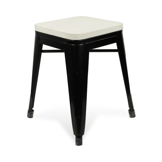 18" Black and White Backless Chair By Homeroots | Bar Stools | Modishstore