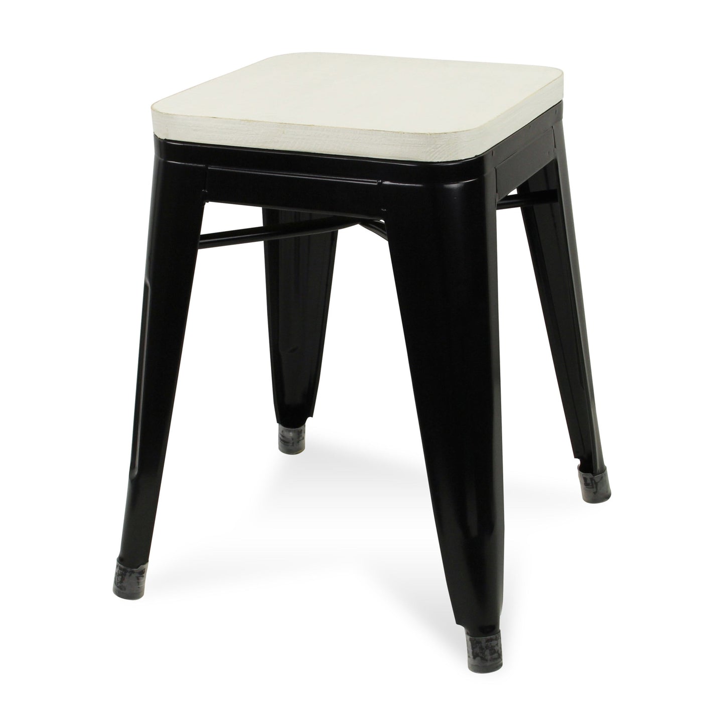 18" Black and White Backless Chair By Homeroots | Bar Stools | Modishstore - 3