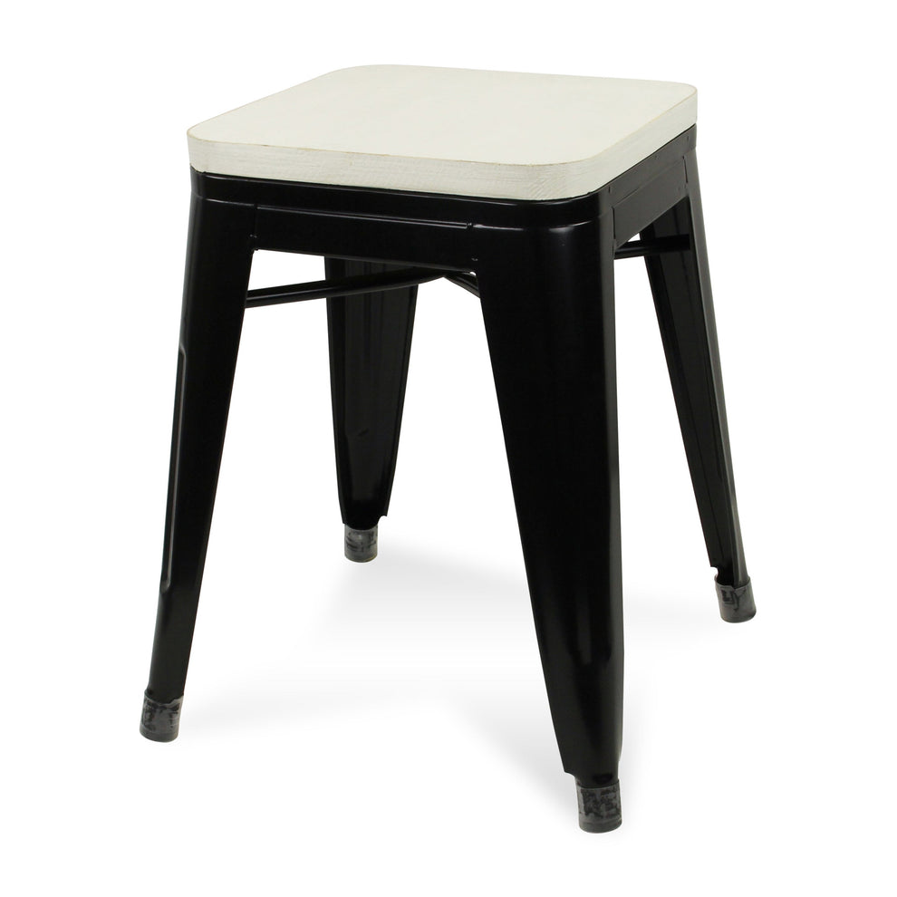 18" Black and White Backless Chair By Homeroots | Bar Stools | Modishstore - 3