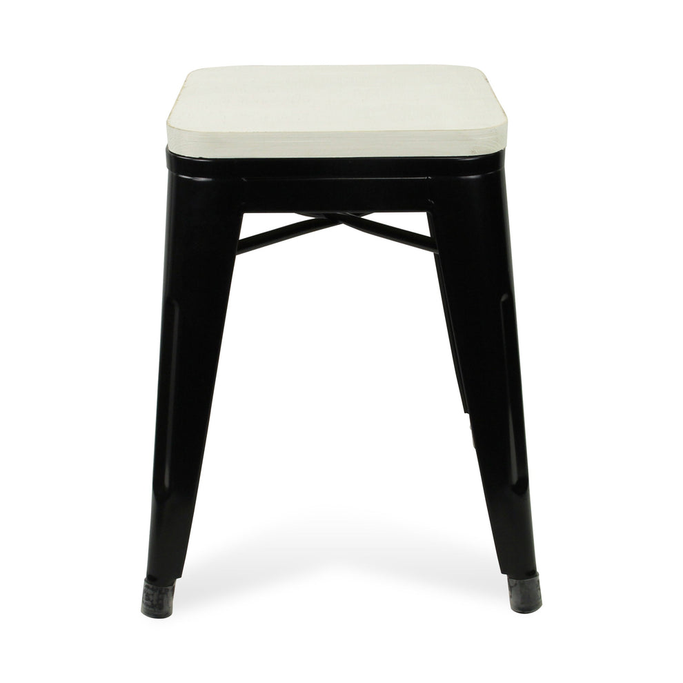 18" Black and White Backless Chair By Homeroots | Bar Stools | Modishstore - 4