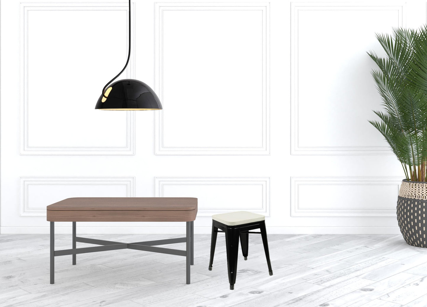 18" Black and White Backless Chair By Homeroots | Bar Stools | Modishstore - 5