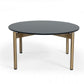 36" Gold And Black Marble Stone Round Coffee Table By Homeroots