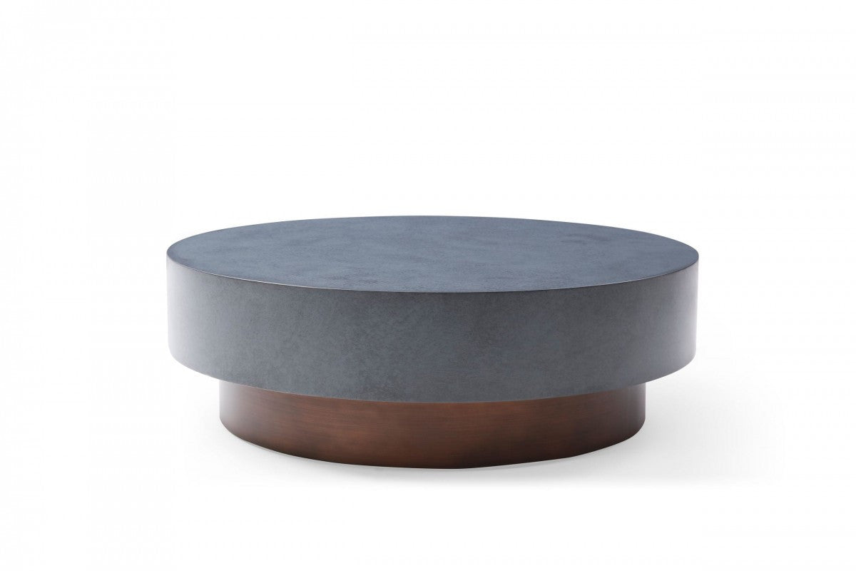 48" Antique Copper And Grey Steel Round Coffee Table By Homeroots | Coffee Tables | Modishstore