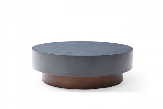 48" Antique Copper And Grey Steel Round Coffee Table By Homeroots | Coffee Tables | Modishstore