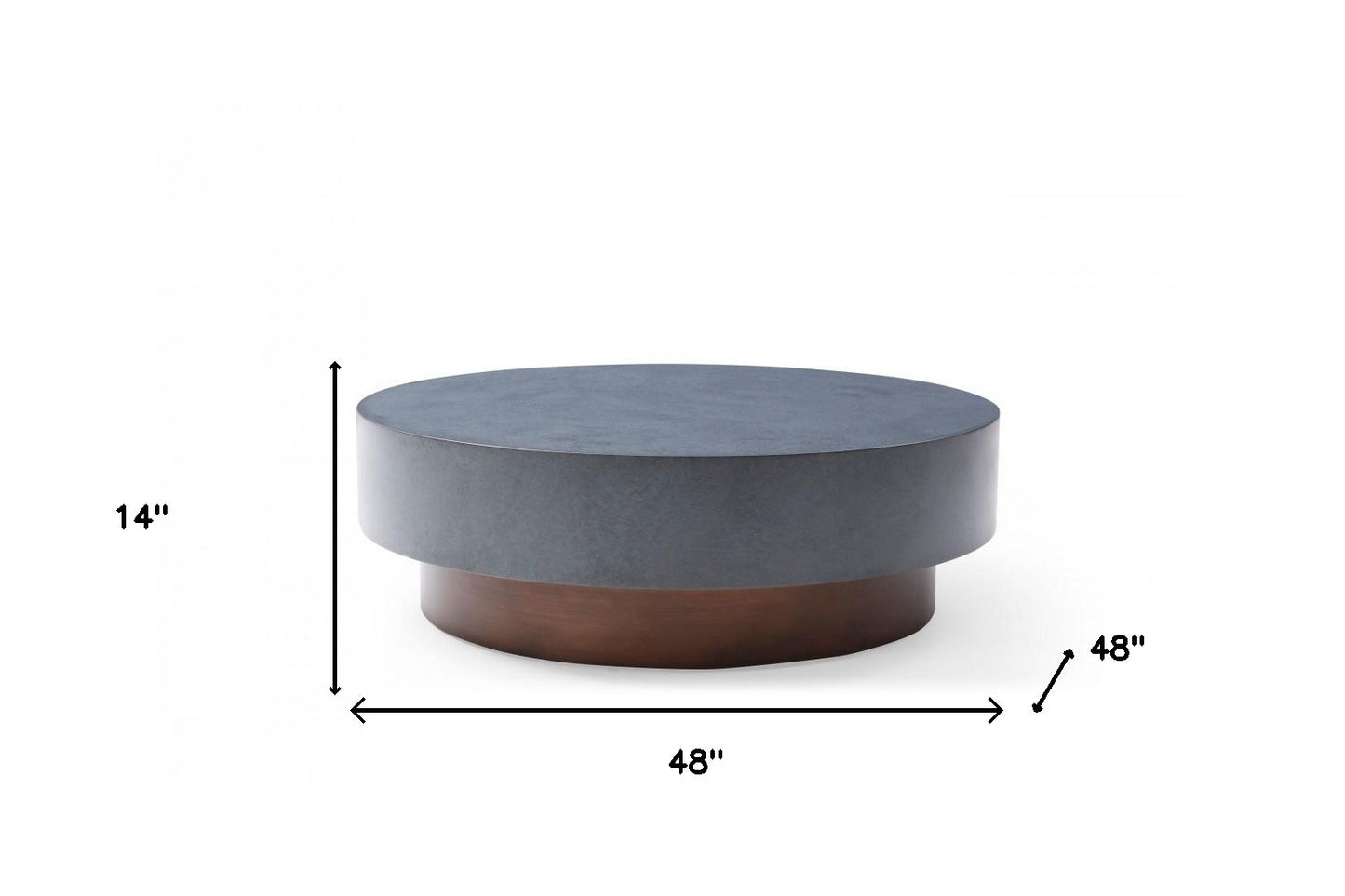 48" Antique Copper And Grey Steel Round Coffee Table By Homeroots | Coffee Tables | Modishstore - 5
