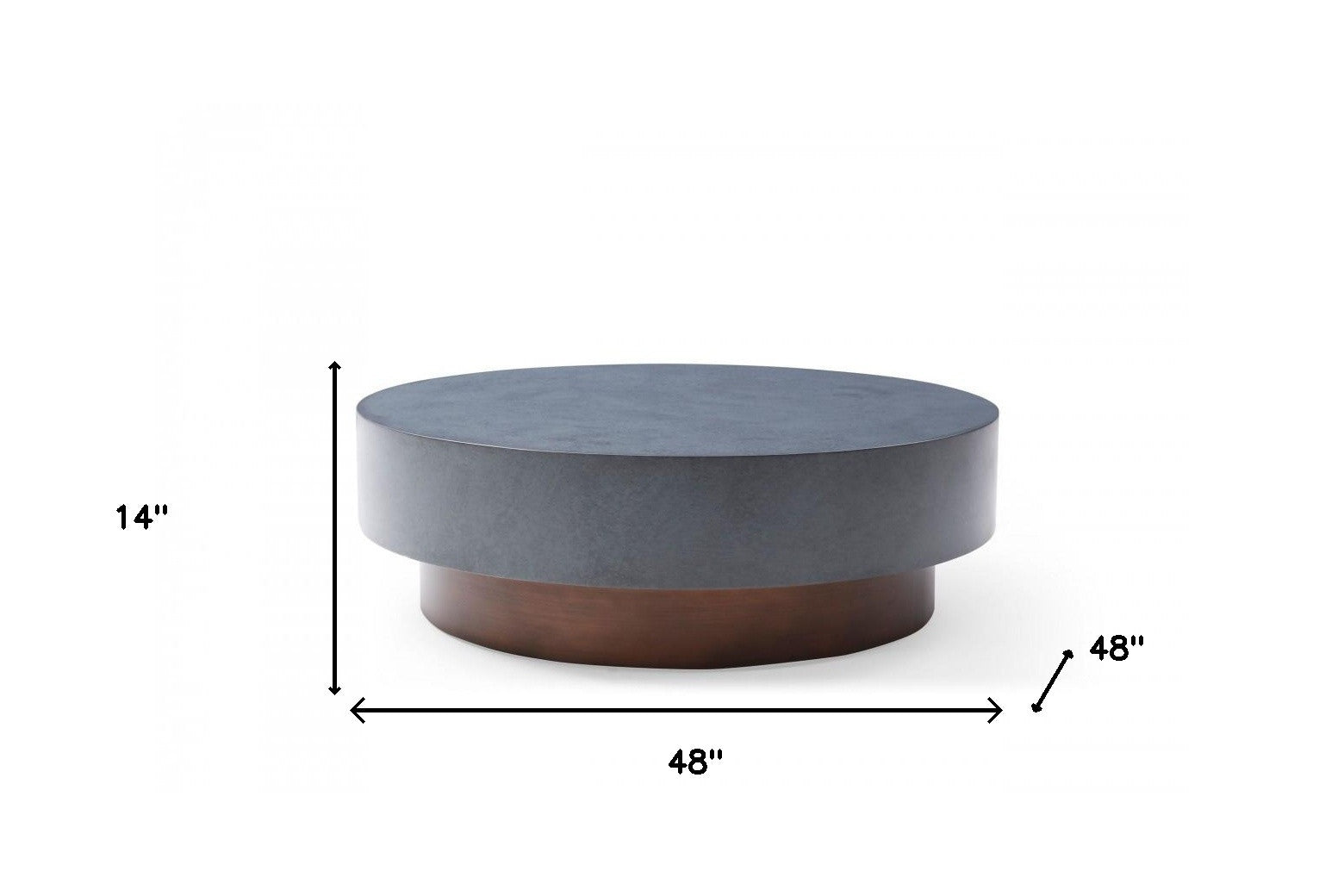48" Antique Copper And Grey Steel Round Coffee Table By Homeroots | Coffee Tables | Modishstore - 5