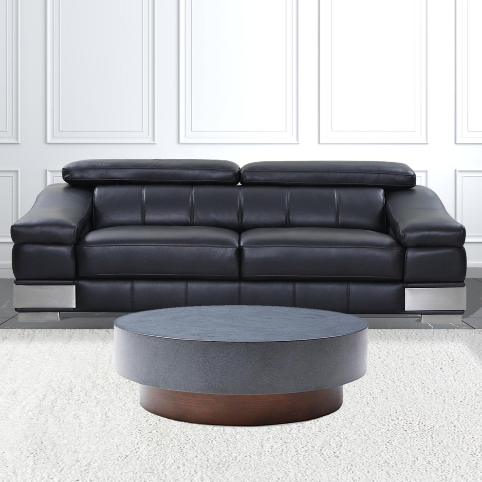 48" Antique Copper And Grey Steel Round Coffee Table By Homeroots | Coffee Tables | Modishstore - 2
