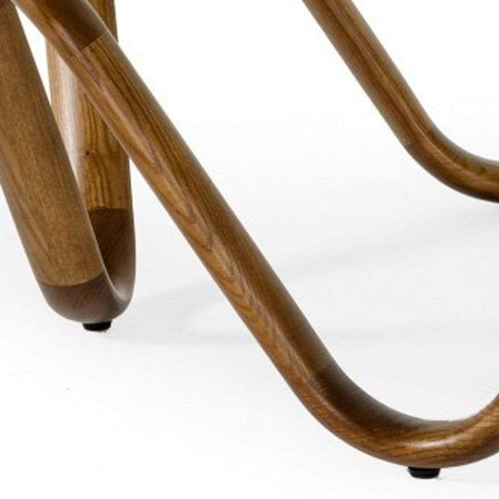 45" Walnut And Clear Glass Abstract Wood Round Coffee Table By Homeroots | Coffee Tables | Modishstore - 3