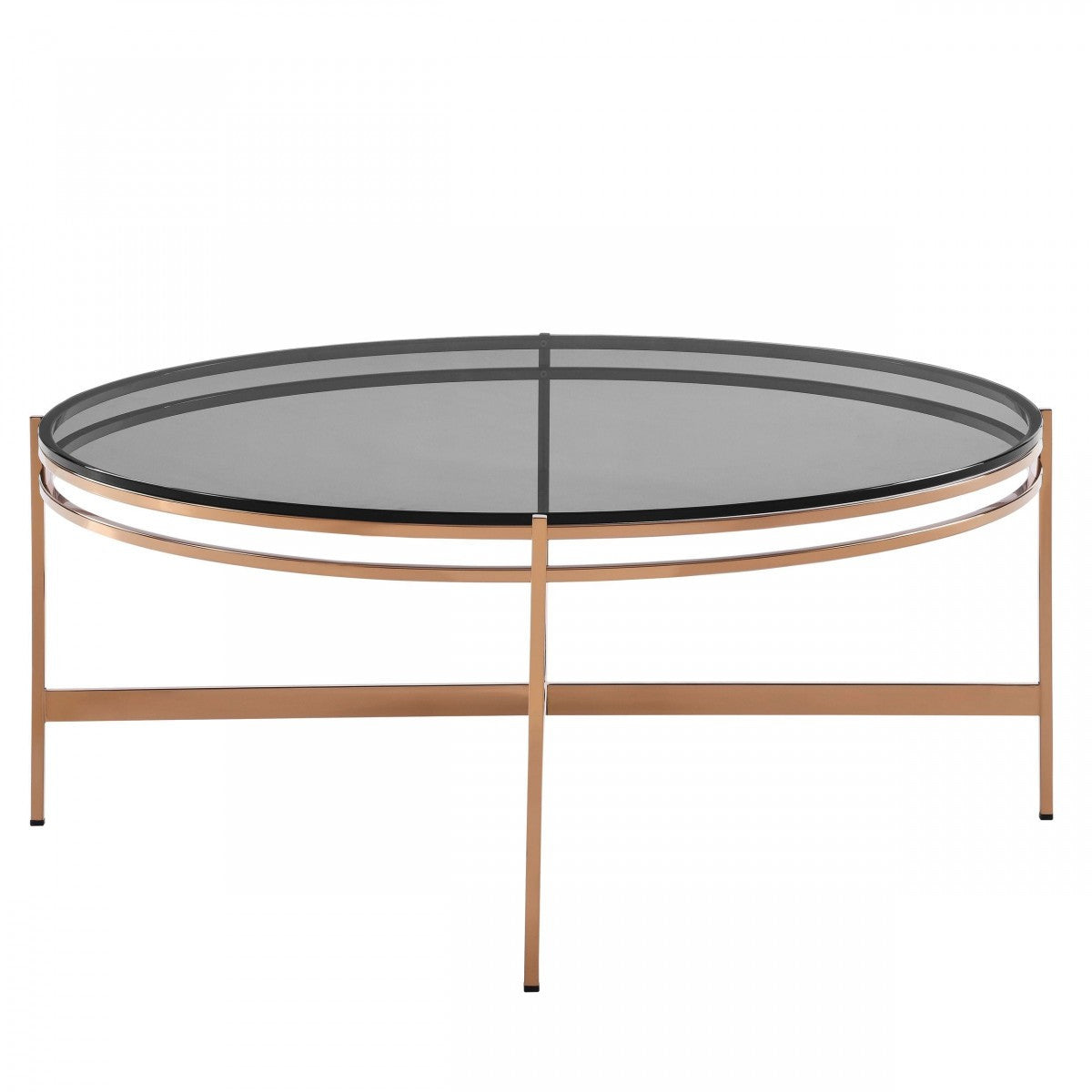 35" Gold And Smoked Glass Round Coffee Table By Homeroots | Coffee Tables | Modishstore