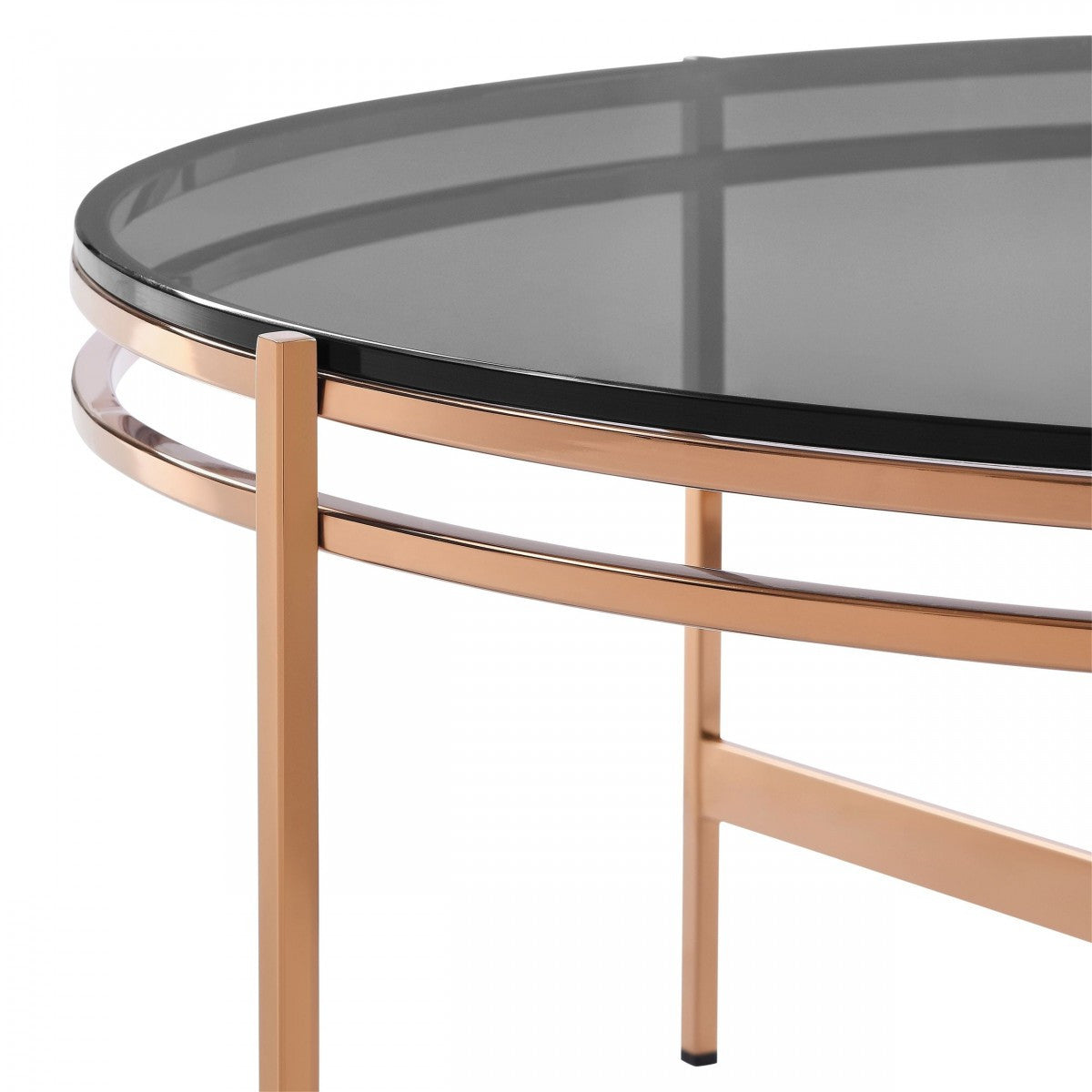 35" Gold And Smoked Glass Round Coffee Table By Homeroots | Coffee Tables | Modishstore - 5