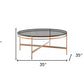 35" Gold And Smoked Glass Round Coffee Table By Homeroots | Coffee Tables | Modishstore - 6