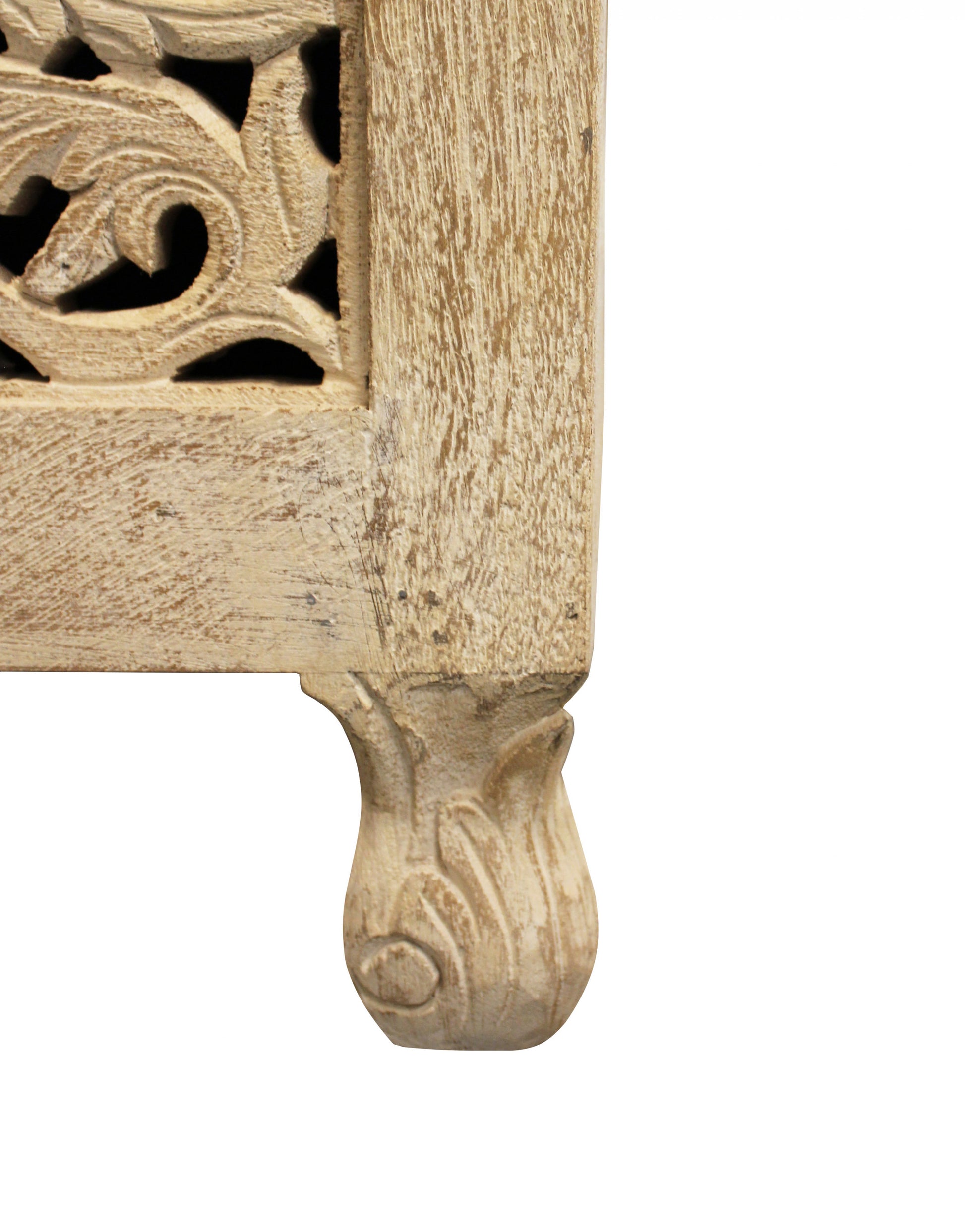 46" Antique White Solid Carved Wood Scroll Bench with Flip Top By Homeroots | Benches | Modishstore - 9