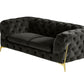 74" Dark Grey Gold Velour Chesterfield Love Seat By Homeroots