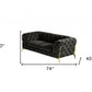 74" Dark Grey Gold Velour Chesterfield Love Seat By Homeroots | Loveseats | Modishstore - 3