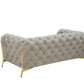 74" Beige Tufted Velvet And Gold Chesterfield Love Seat By Homeroots | Loveseats | Modishstore