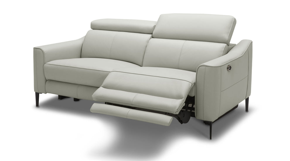 60" Grey Genuine Leather And Black Power Reclining Love Seat with USB By Homeroots | Loveseats | Modishstore - 2
