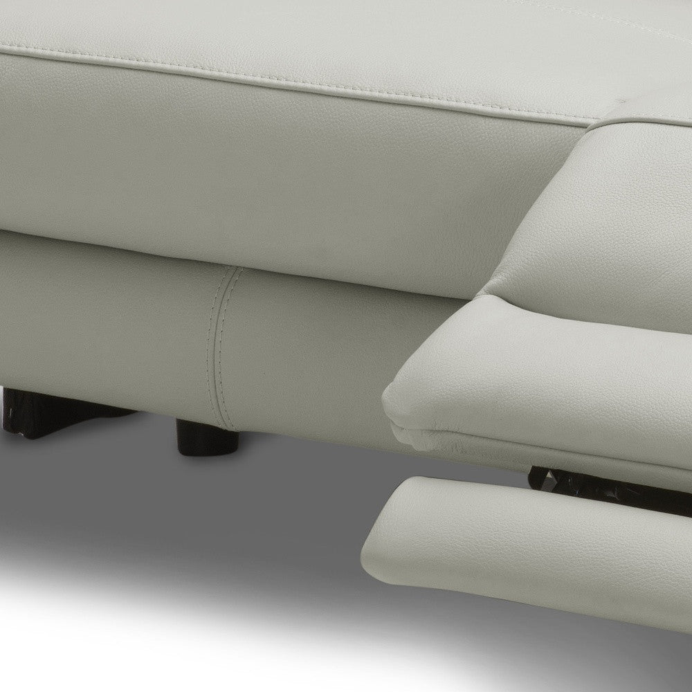 60" Grey Genuine Leather And Black Power Reclining Love Seat with USB By Homeroots | Loveseats | Modishstore - 4