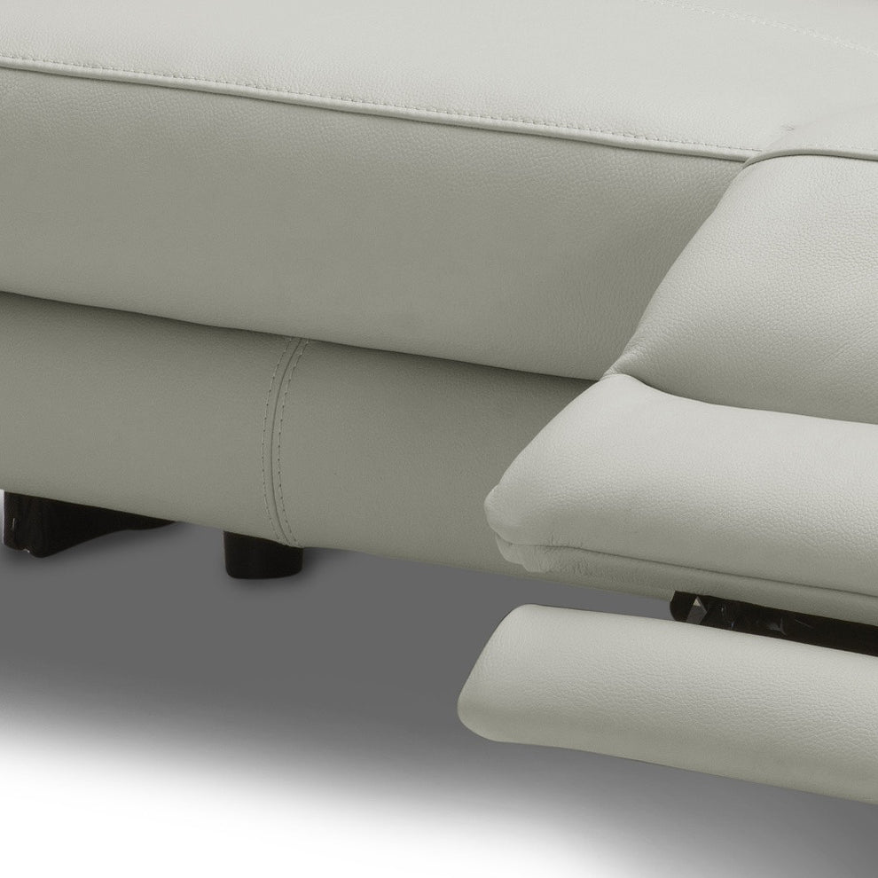 60" Grey Genuine Leather And Black Power Reclining Love Seat with USB By Homeroots | Loveseats | Modishstore - 4