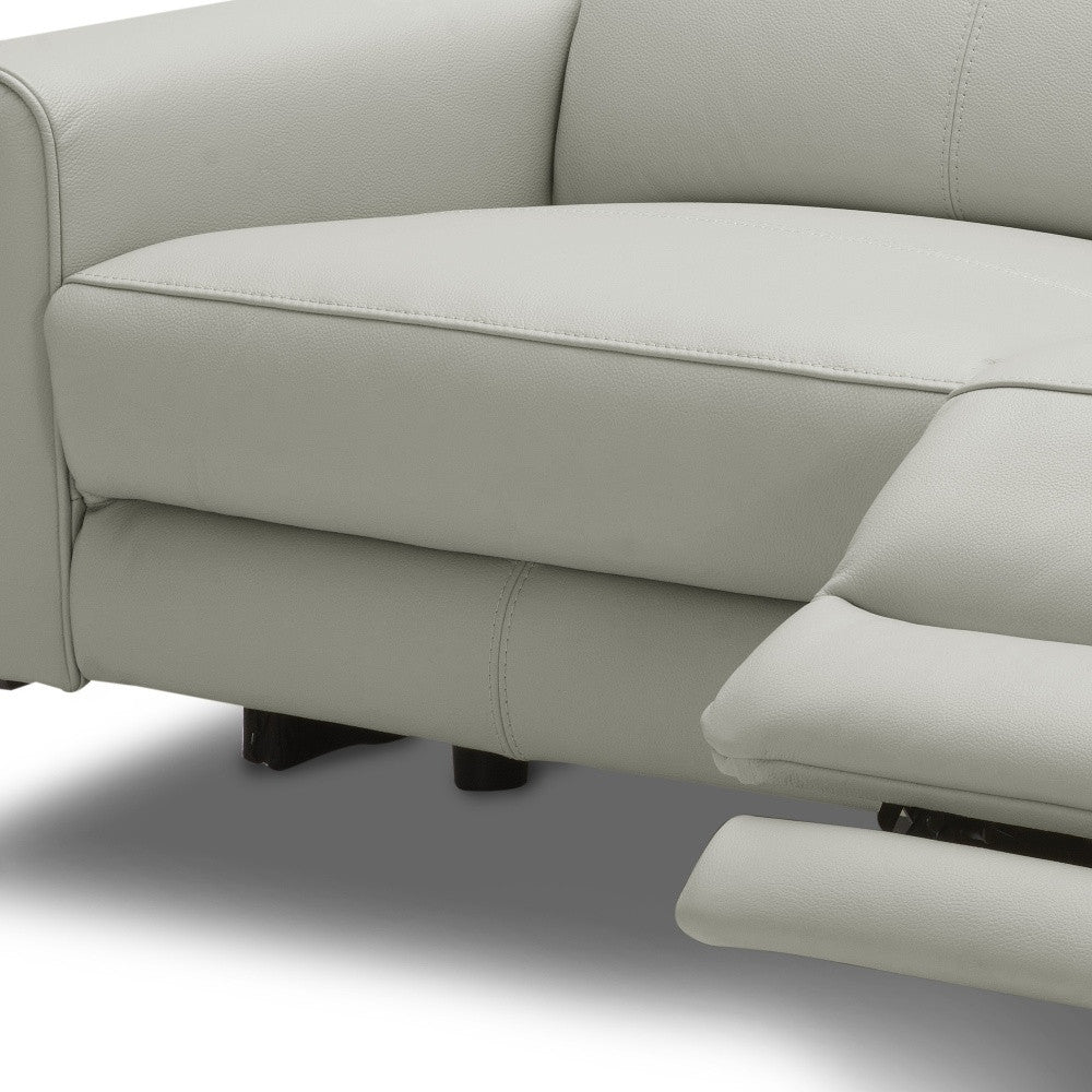 60" Grey Genuine Leather And Black Power Reclining Love Seat with USB By Homeroots | Loveseats | Modishstore - 5