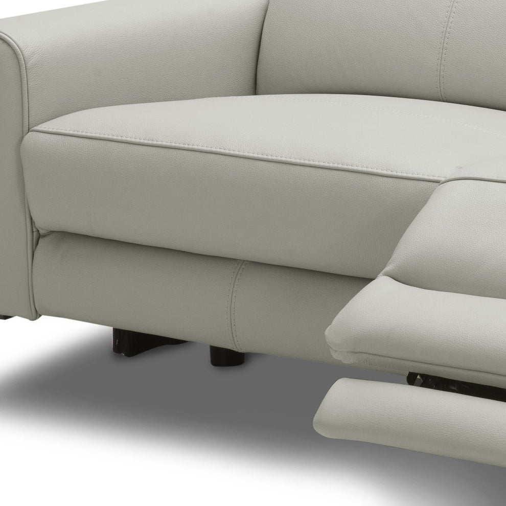 60" Grey Genuine Leather And Black Power Reclining Love Seat with USB By Homeroots | Loveseats | Modishstore - 5