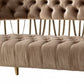 62" Dark Beige Velvet And Gold Exposed Back Love Seat By Homeroots | Loveseats | Modishstore - 3