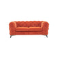 74" Orange Tufted Velvet And Black Chesterfield Love Seat By Homeroots