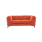 74" Orange Tufted Velvet And Black Chesterfield Love Seat By Homeroots | Loveseats | Modishstore