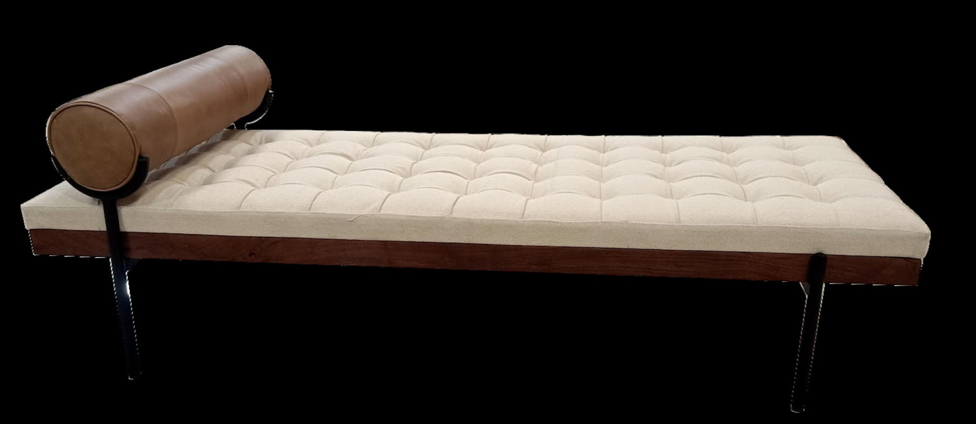 72" Black And Ivory Upholstered Cotton Blend Bedroom Bench By Homeroots | Benches | Modishstore - 2