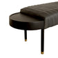 56" Gray And Brown Leather Upholstered Bench By Homeroots | Benches | Modishstore - 2