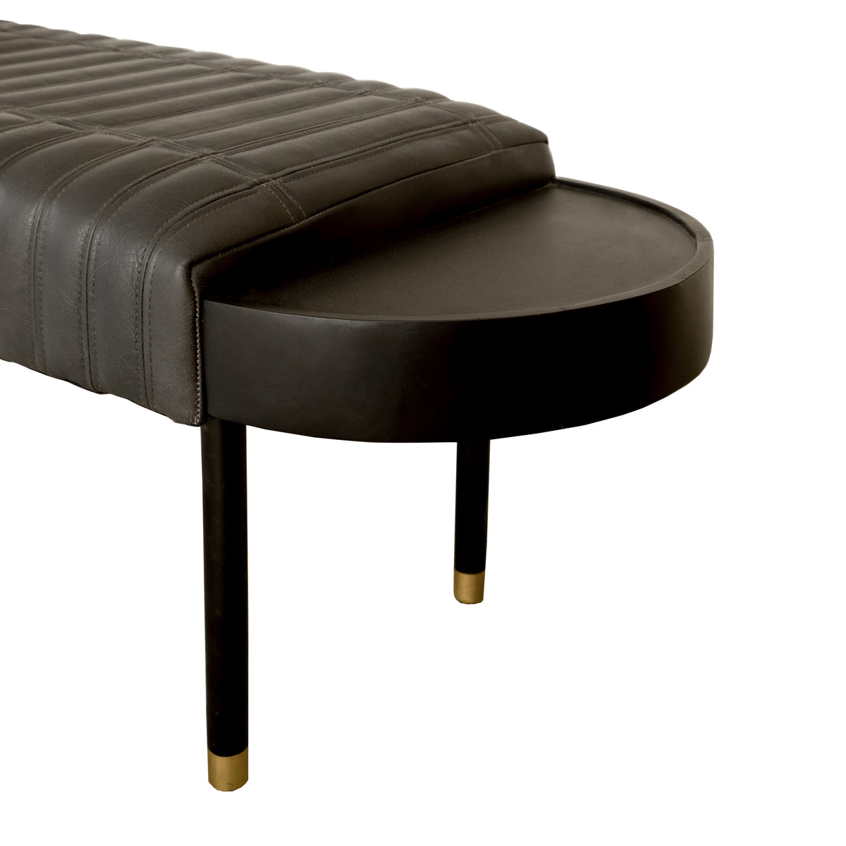 56" Gray And Brown Leather Upholstered Bench By Homeroots | Benches | Modishstore