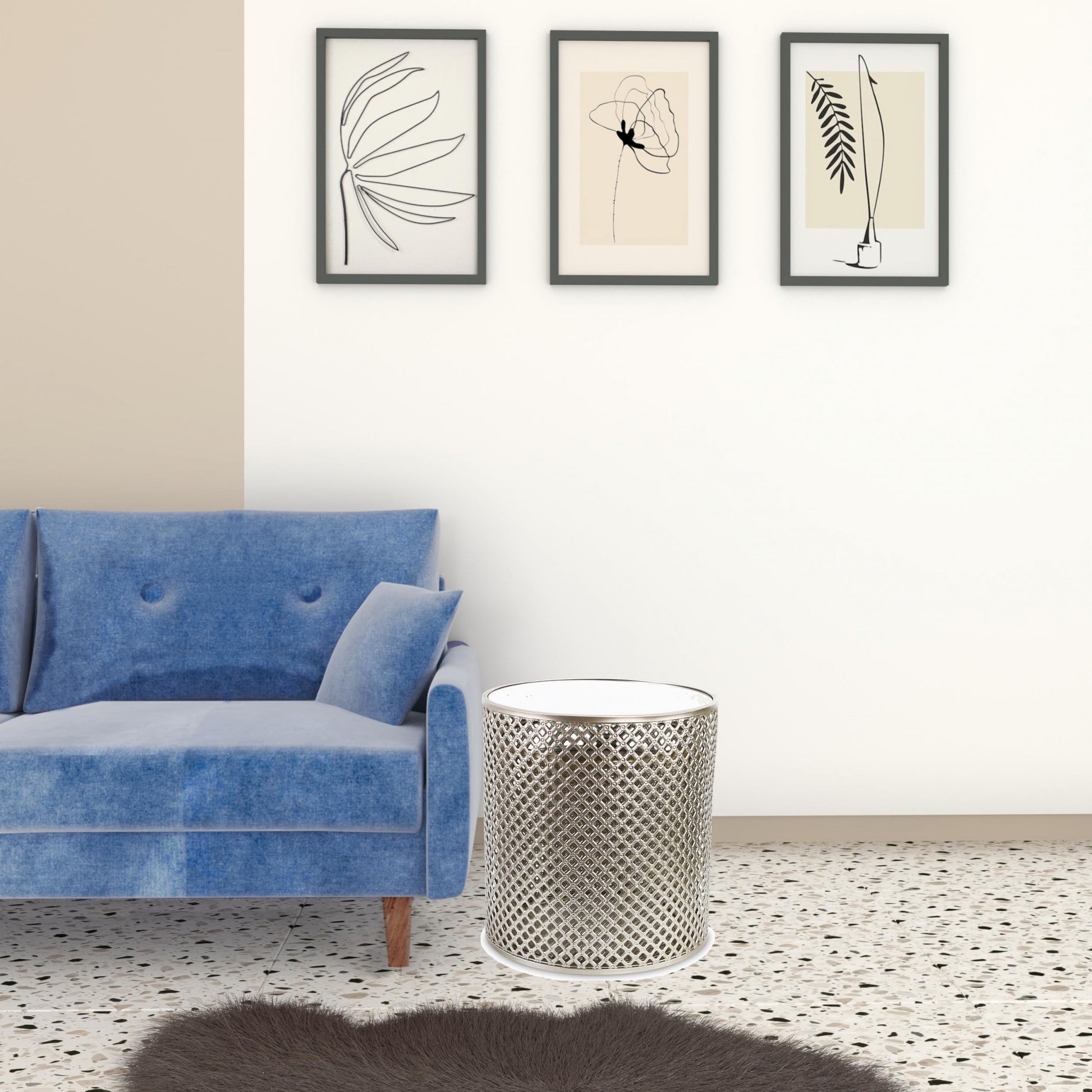 Set Of Two 21" Silver And White Mirrored And Steel Round Nested Tables By Homeroots | End Tables | Modishstore - 3