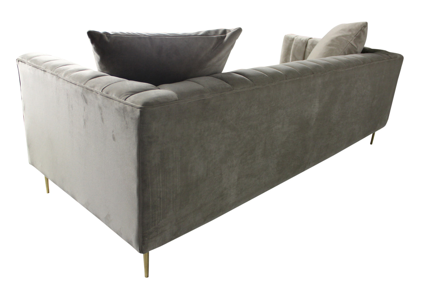 90" Gray Brown Velvet And Gold Sofa And Toss Pillows By Homeroots | Sofas | Modishstore - 4
