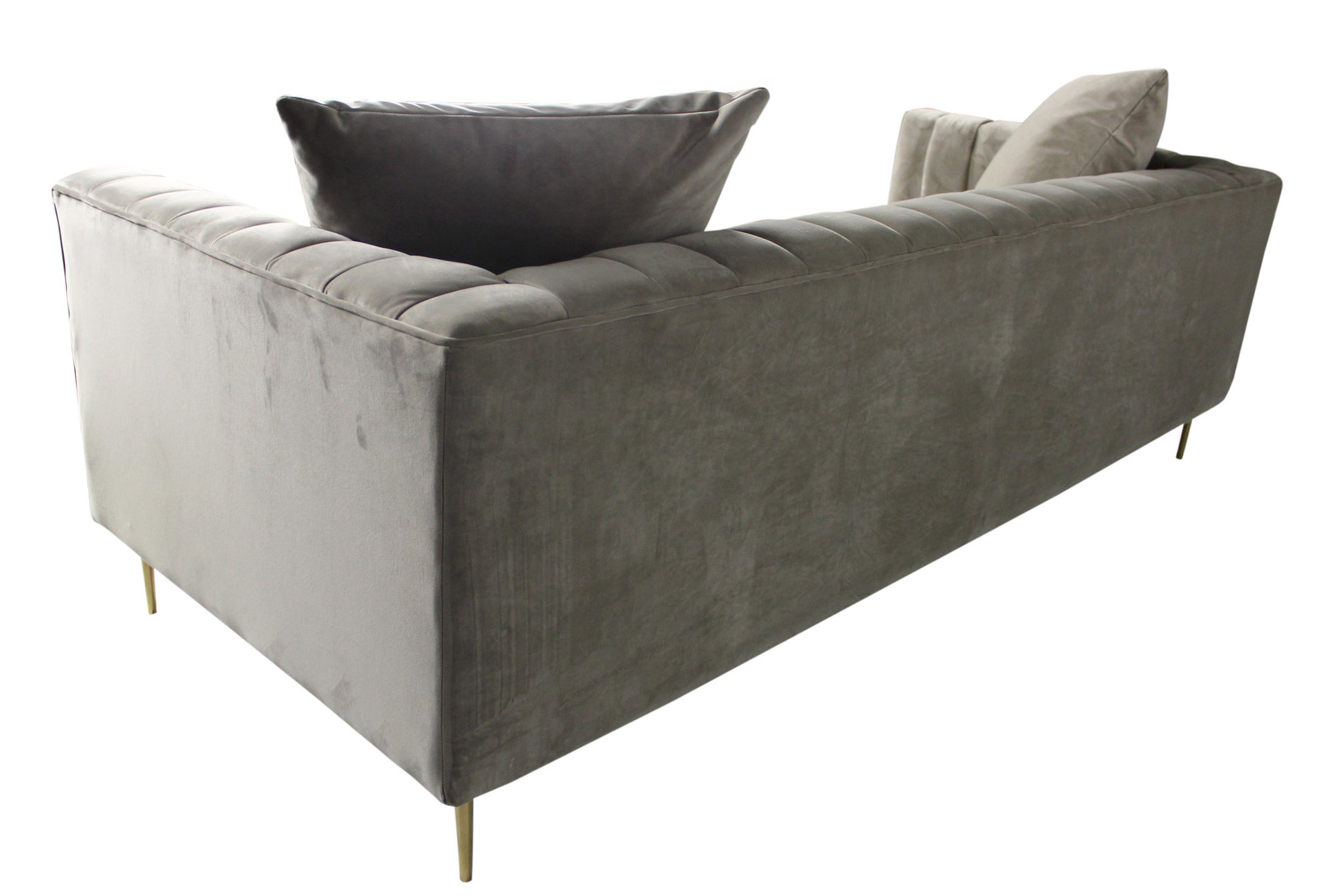 90" Gray Brown Velvet And Gold Sofa And Toss Pillows By Homeroots | Sofas | Modishstore - 4