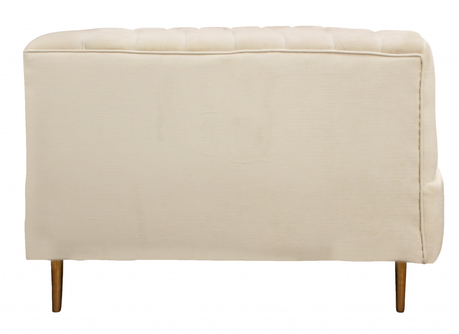 90" Ivory Channeled Velvet and Gold Sofa By Homeroots | Sofas | Modishstore - 3