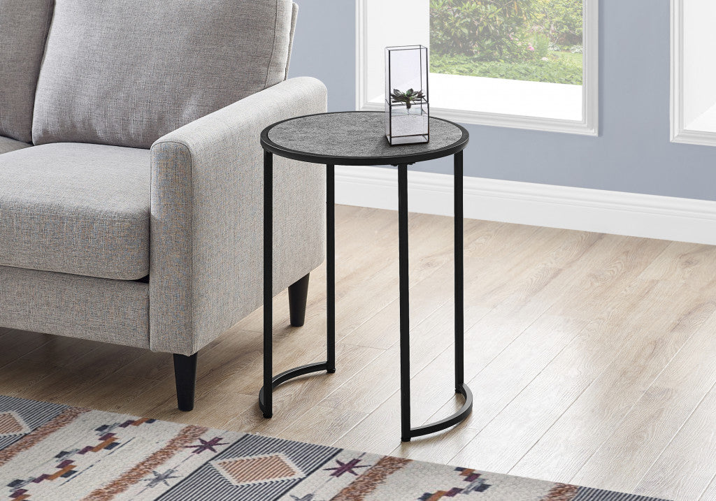 24" Black And Gray Round End Table By Homeroots | End Tables | Modishstore - 6