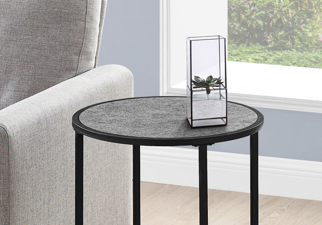 24" Black And Gray Round End Table By Homeroots