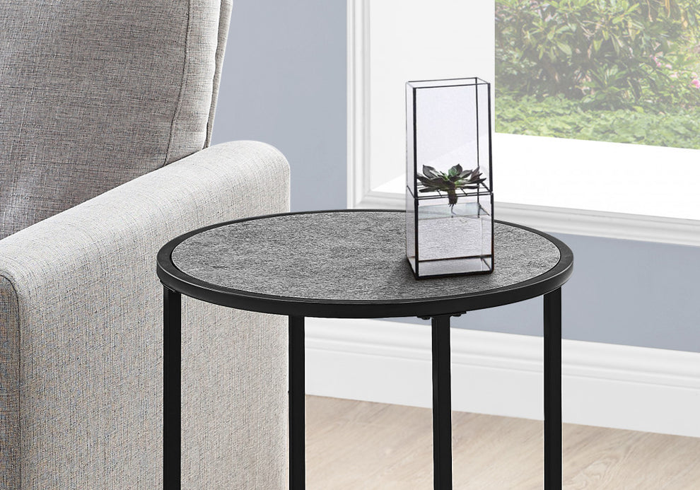24" Black And Gray Round End Table By Homeroots | End Tables | Modishstore - 7
