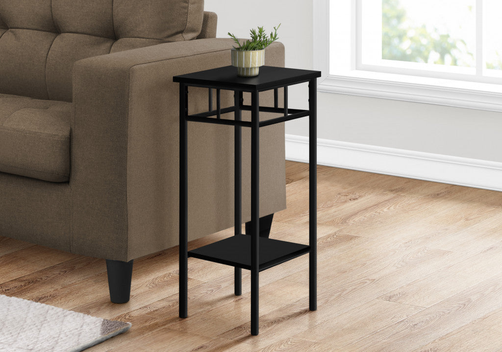 28" Black End Table With Shelf By Homeroots | End Tables | Modishstore - 2