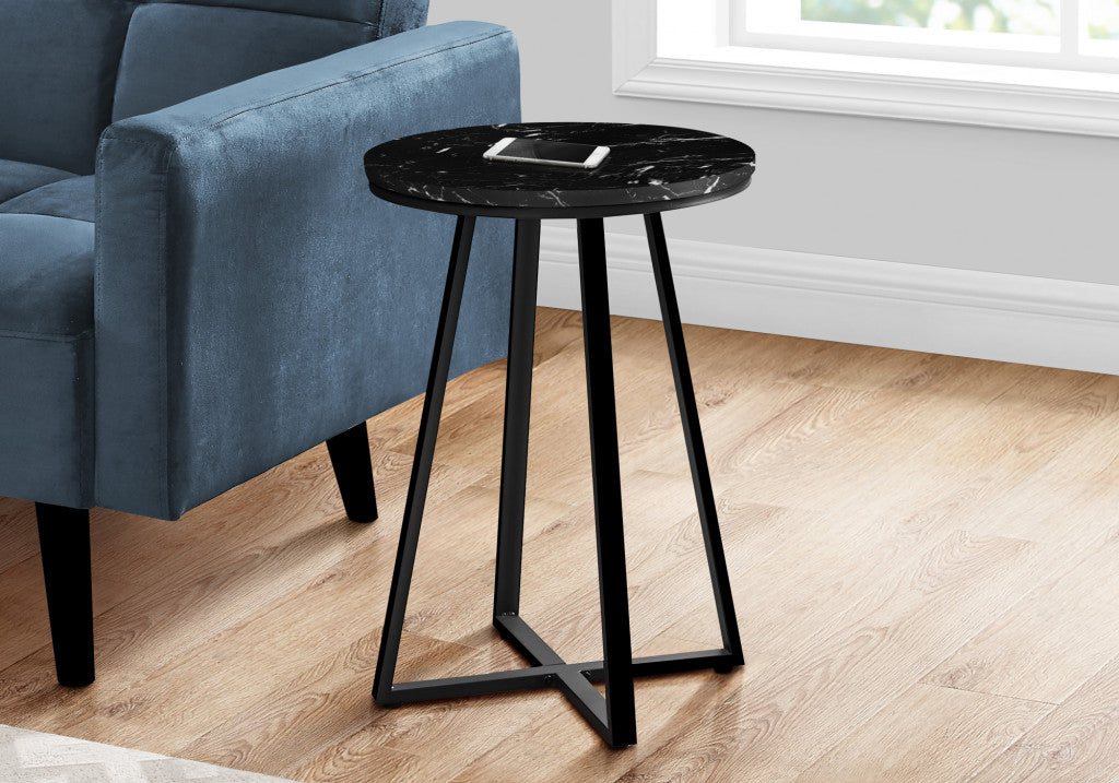 22" Black Faux Marble Round End Table By Homeroots | End Tables | Modishstore - 6