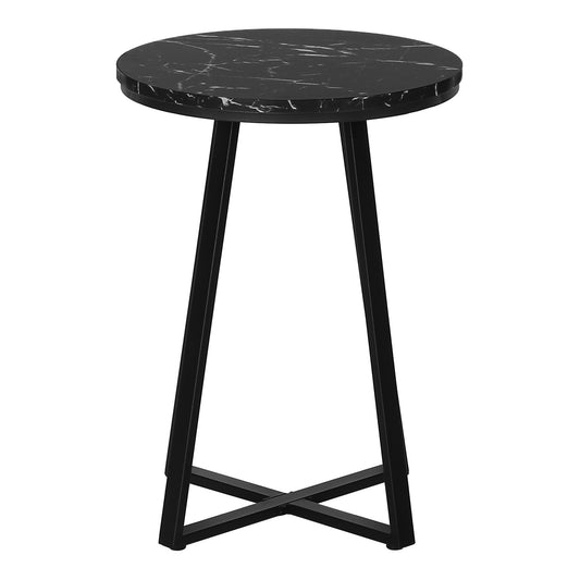 22" Black Faux Marble Round End Table By Homeroots