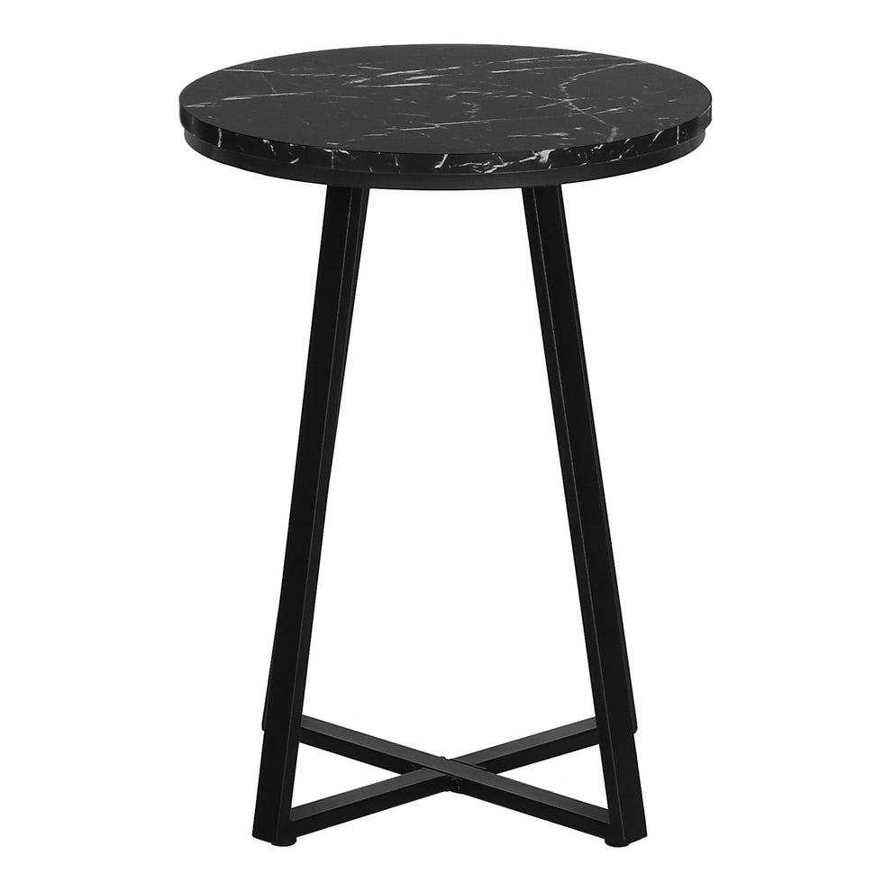 22" Black Faux Marble Round End Table By Homeroots | End Tables | Modishstore - 3