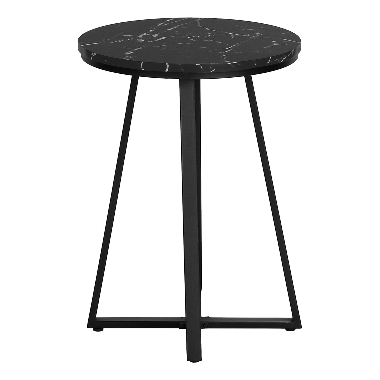 22" Black Faux Marble Round End Table By Homeroots