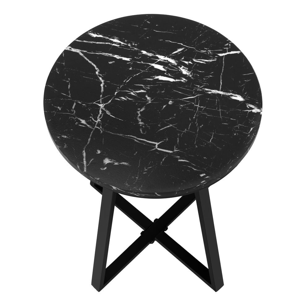 22" Black Faux Marble Round End Table By Homeroots | End Tables | Modishstore - 5