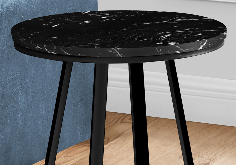 22" Black Faux Marble Round End Table By Homeroots | End Tables | Modishstore - 7
